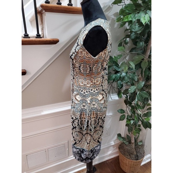 Studio 1 Women's Multicolor Polyester Round Neck Sleeveless Knee Length Dress 4 - Picture 6 of 11